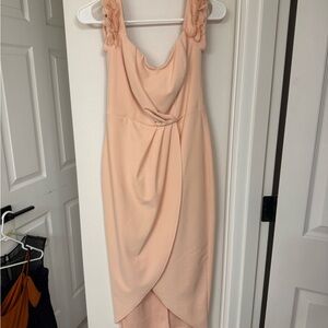 ASOS Peach Asymmetrical Dress with Floral Straps